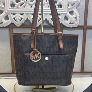 Michael Kors Dark Brown Tote Bag with Gold Accents EUC! Like New!
